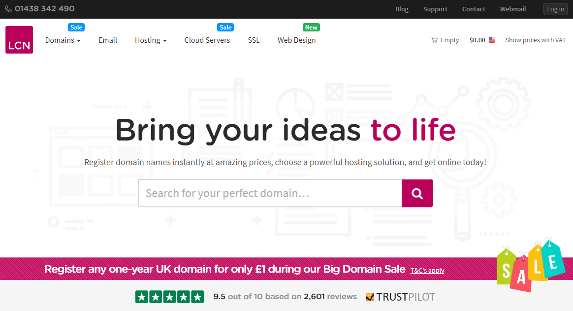 LCN - $6.19/com/net等域名转入 £1/uk域名注册-主机迷