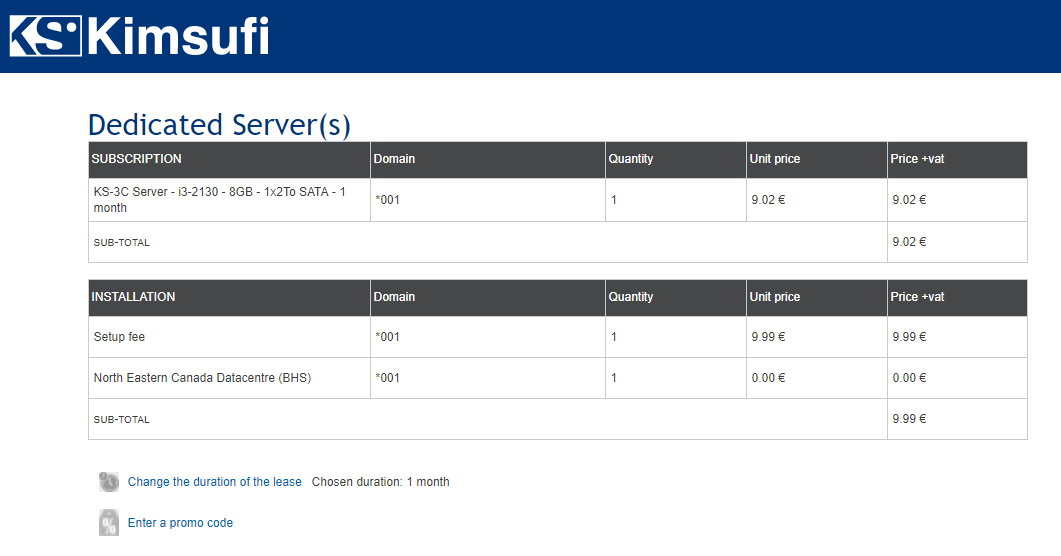 Kimsufi：ks3c特价版补货 9.99欧元/月 i3-2130/8GB/1x2T SATA/加拿大-主机迷
